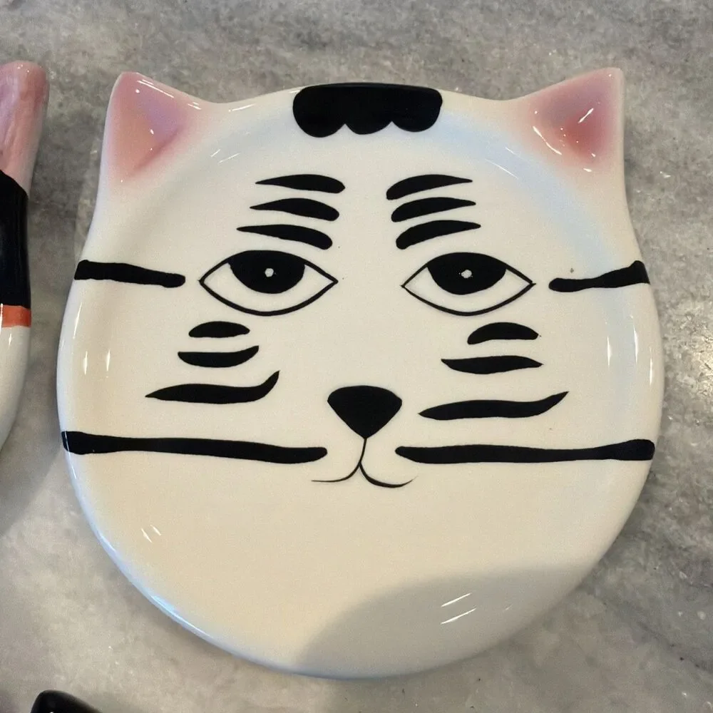 4 Ceramic Cat Coasters -Different Faces - CUTE! - Cats Kitten 4